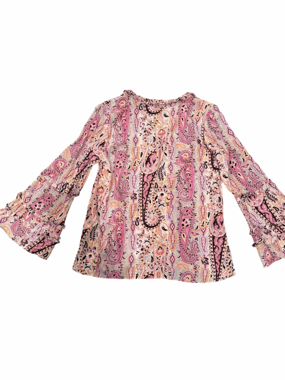 Kobi Halperin Celia 100% Silk Paisley Bell Sleeve Blouse Size S - Picture 4 of 8